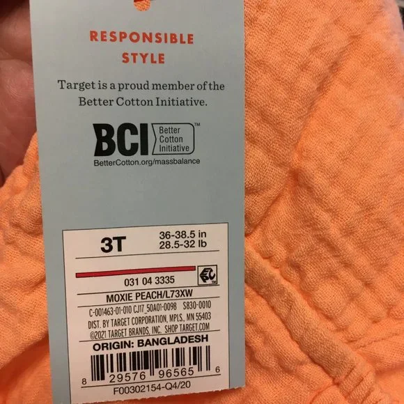 NWT Cat & Jack Peach Sleeveless Summer Dress - Size 3T - Picture 7 of 7